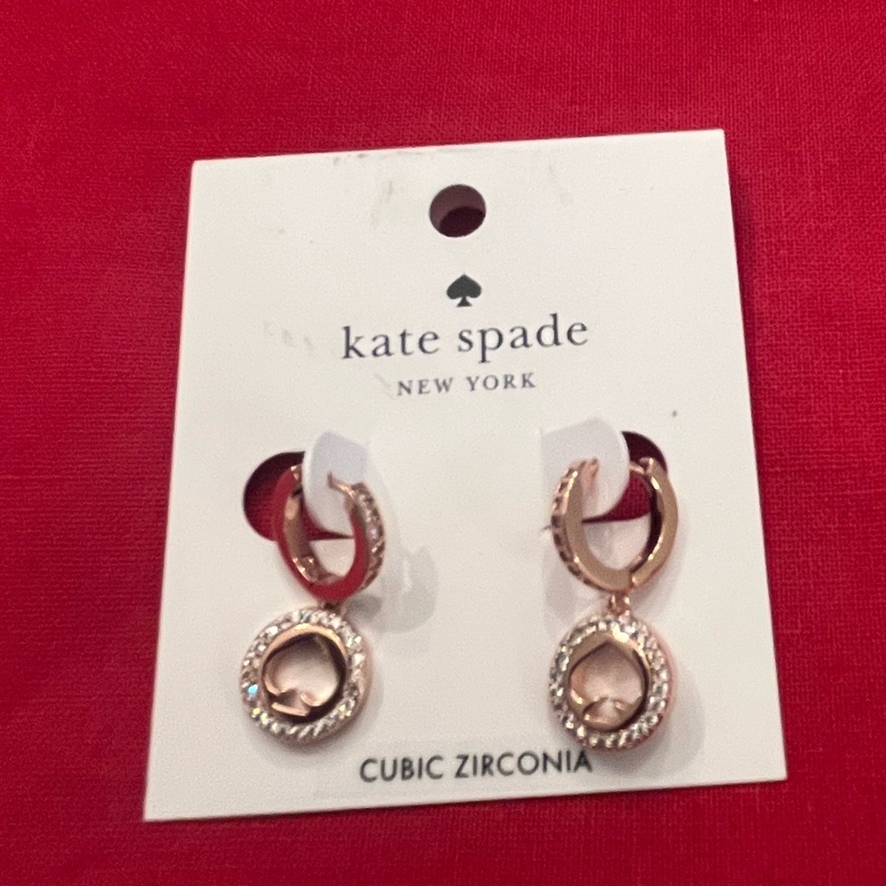 Kate Spade Clear Rose Gold Earrings -NWT